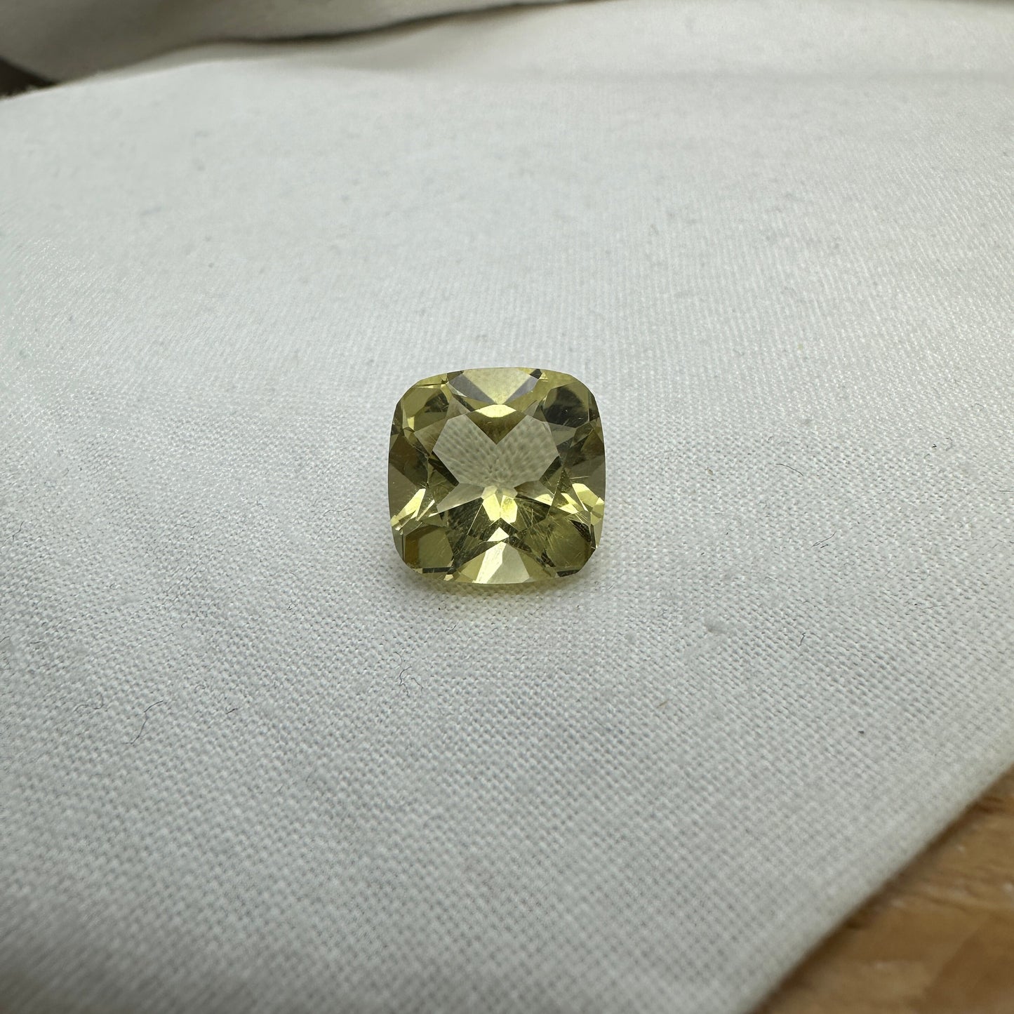 12mm Yellow Citrine Cushion Cut, 7.75 Ct Faceted Loose Lemon Quartz