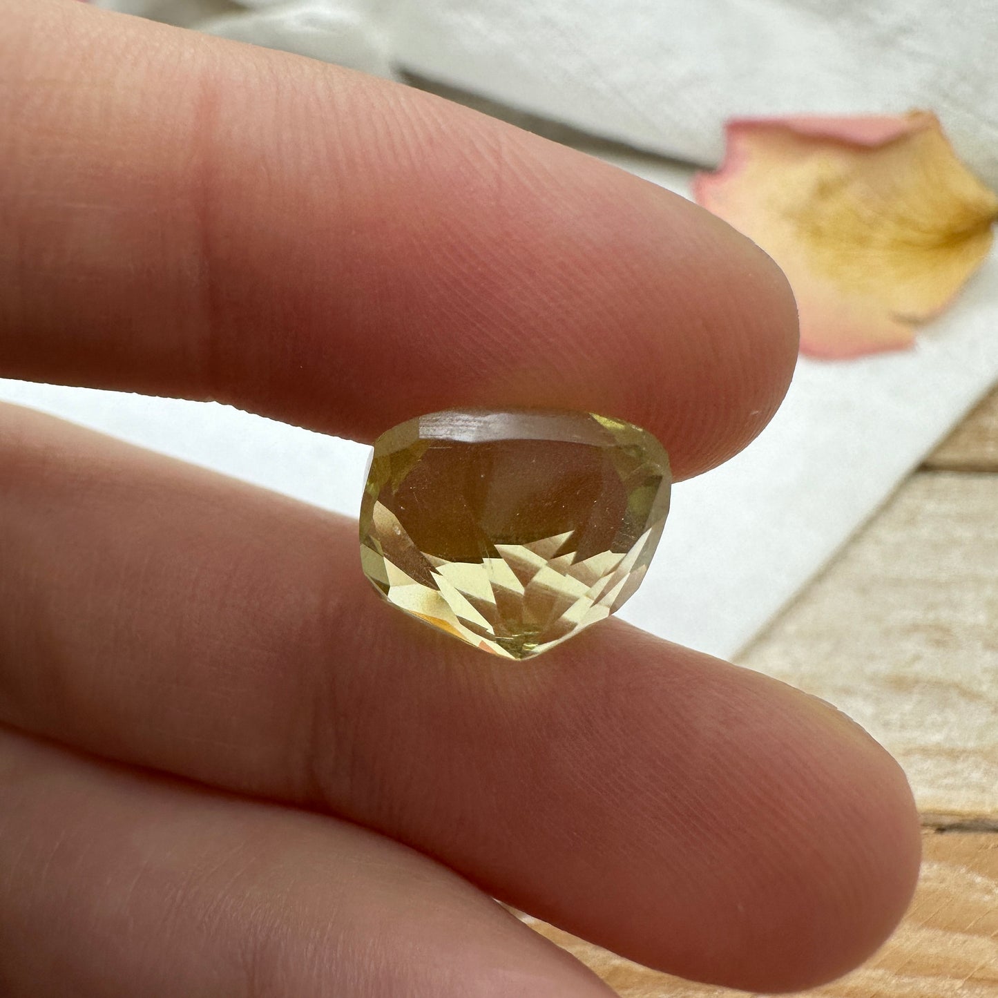 12mm Yellow Citrine Cushion Cut, 7.75 Ct Faceted Loose Lemon Quartz