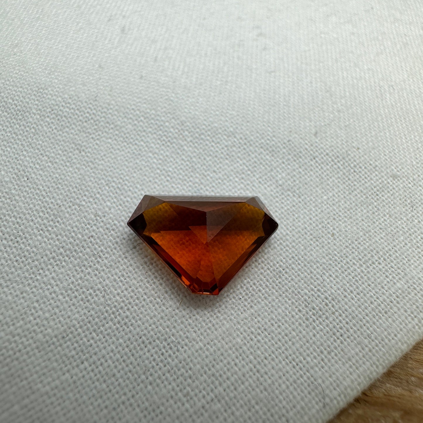 Red Orange Citrine 13.7x9.8mm 4 Carats, Fat Triangle