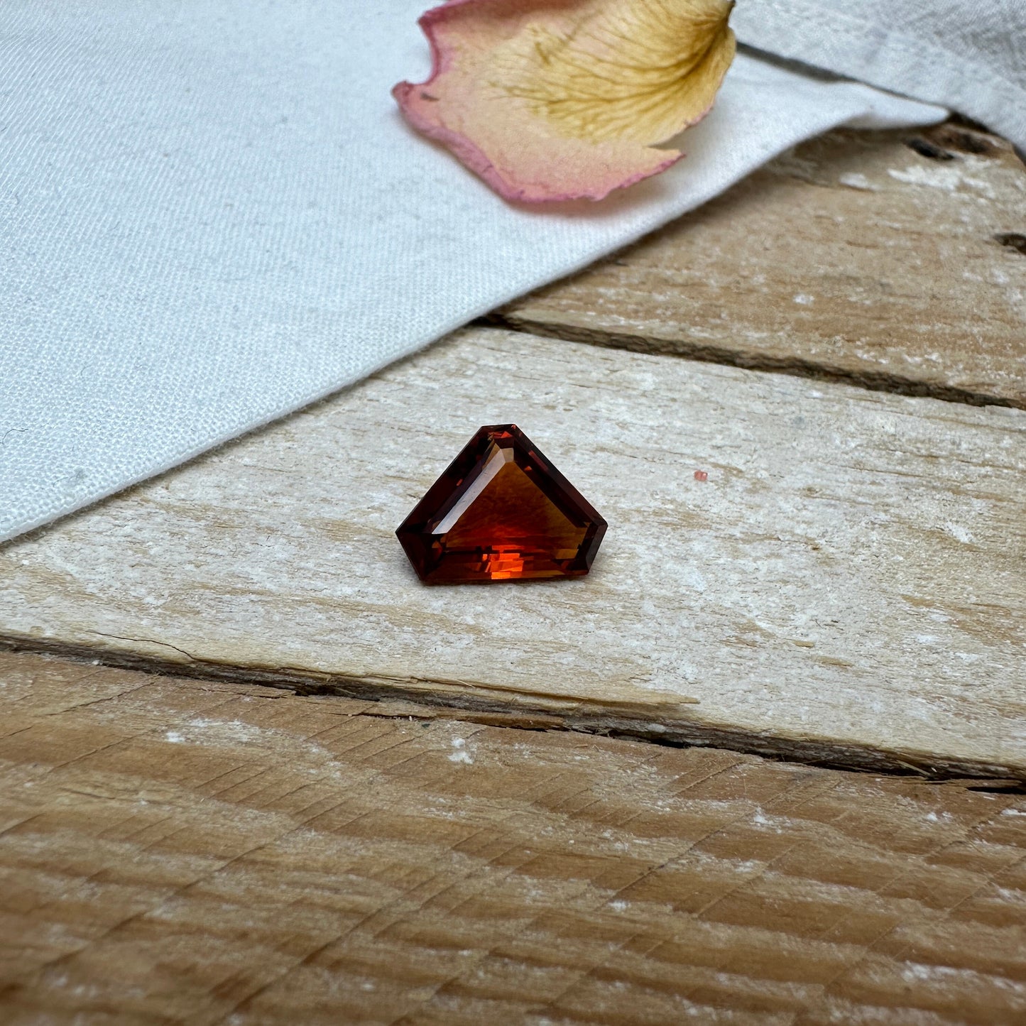 Red Orange Citrine 13.7x9.8mm 4 Carats, Fat Triangle