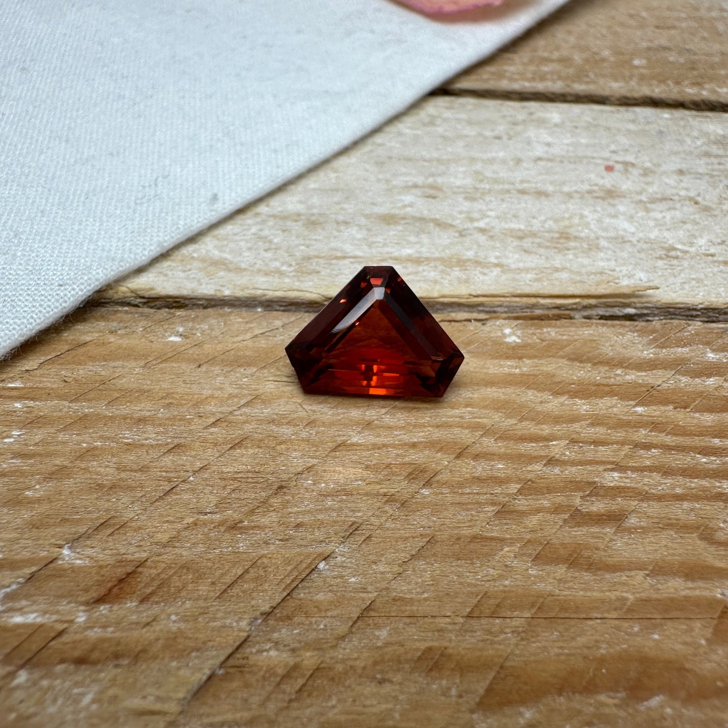 Red Orange Citrine 13.7x9.8mm 4 Carats, Fat Triangle