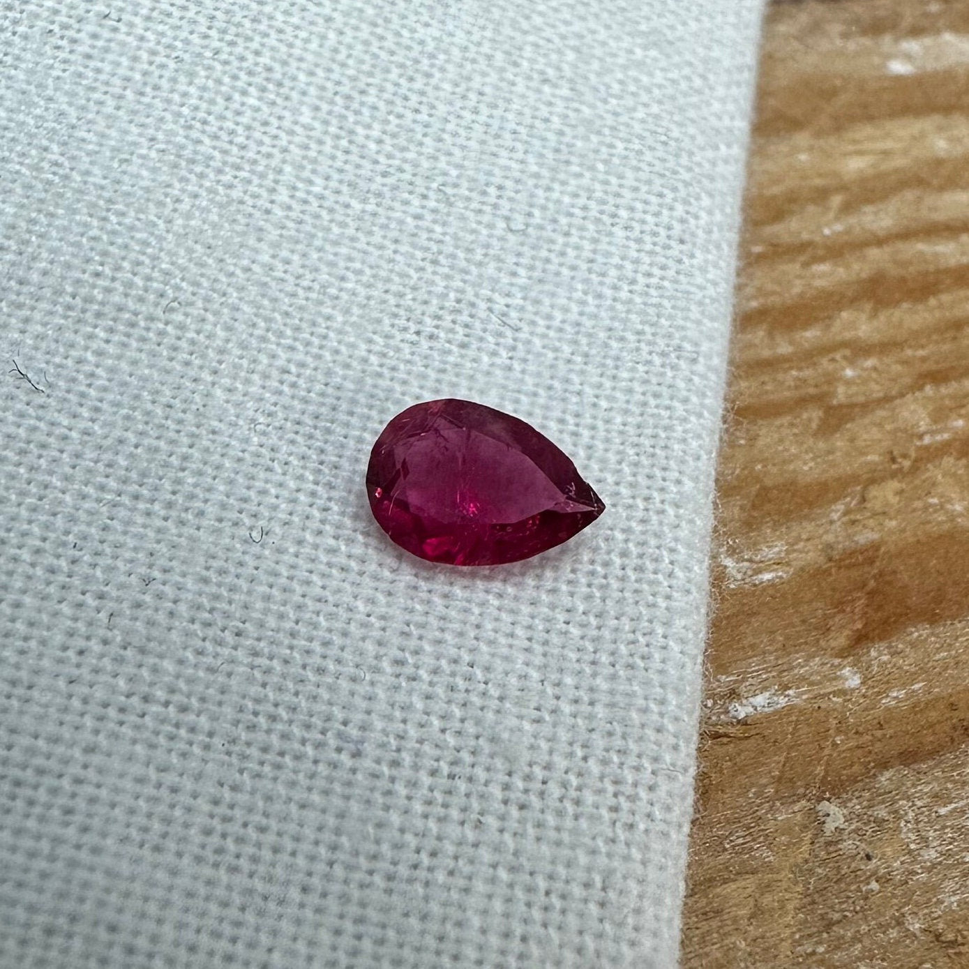 0.32 Carat Red Beryl 6.3x4.35mm Pear Cut, Rare Natural Utah Red Beryl