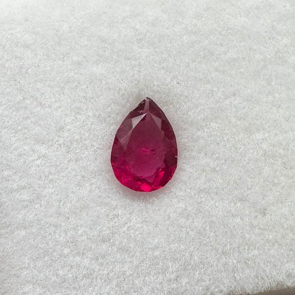 0.32 Carat Red Beryl 6.3x4.35mm Pear Cut, Rare Natural Utah Red Beryl