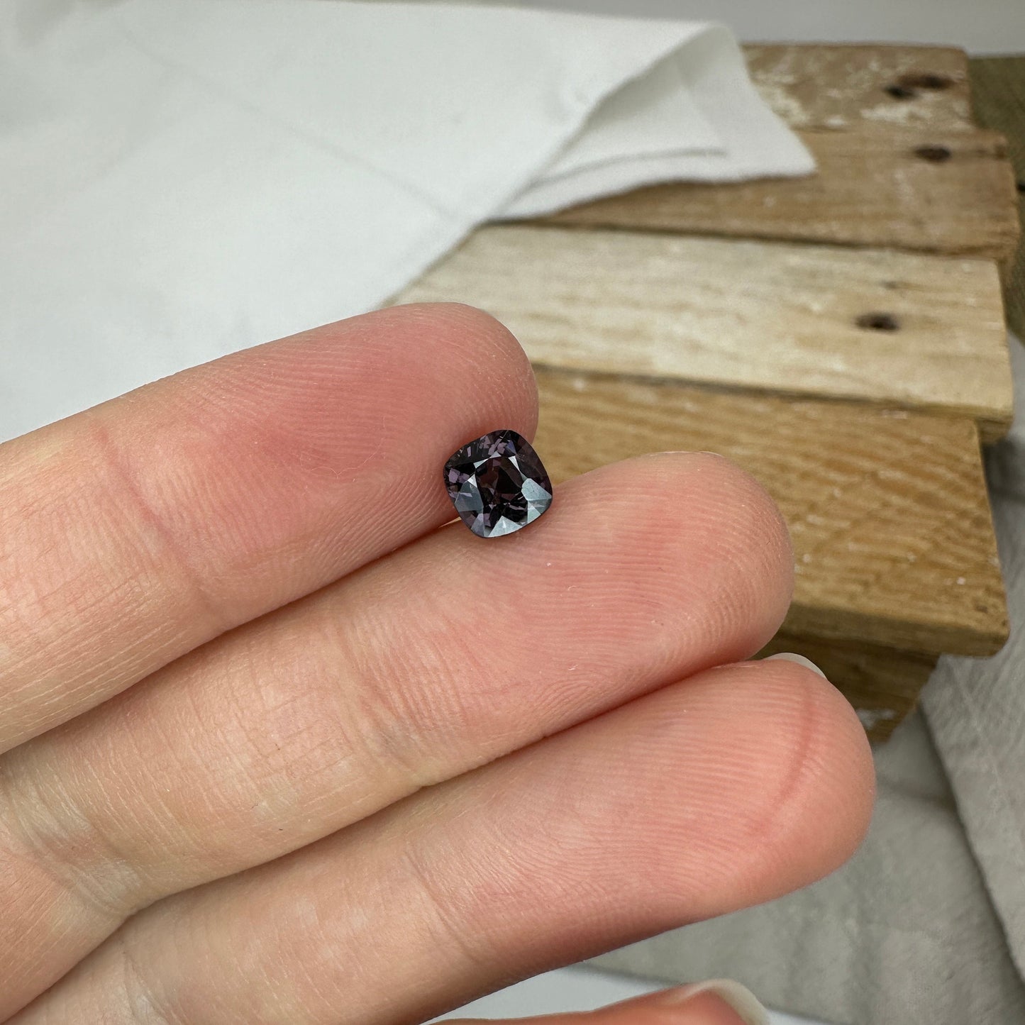 1.05 Ct Natural Purple Spinel 5.8x5.6mm Cushion Cut, Faceted Loose Gemstone, Dark Purple Stone, Flowing Gems