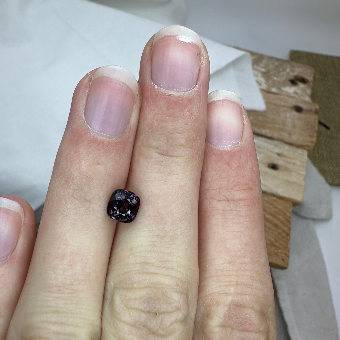 1.05 Ct Natural Purple Spinel 5.8x5.6mm Cushion Cut, Faceted Loose Gemstone, Dark Purple Stone, Flowing Gems