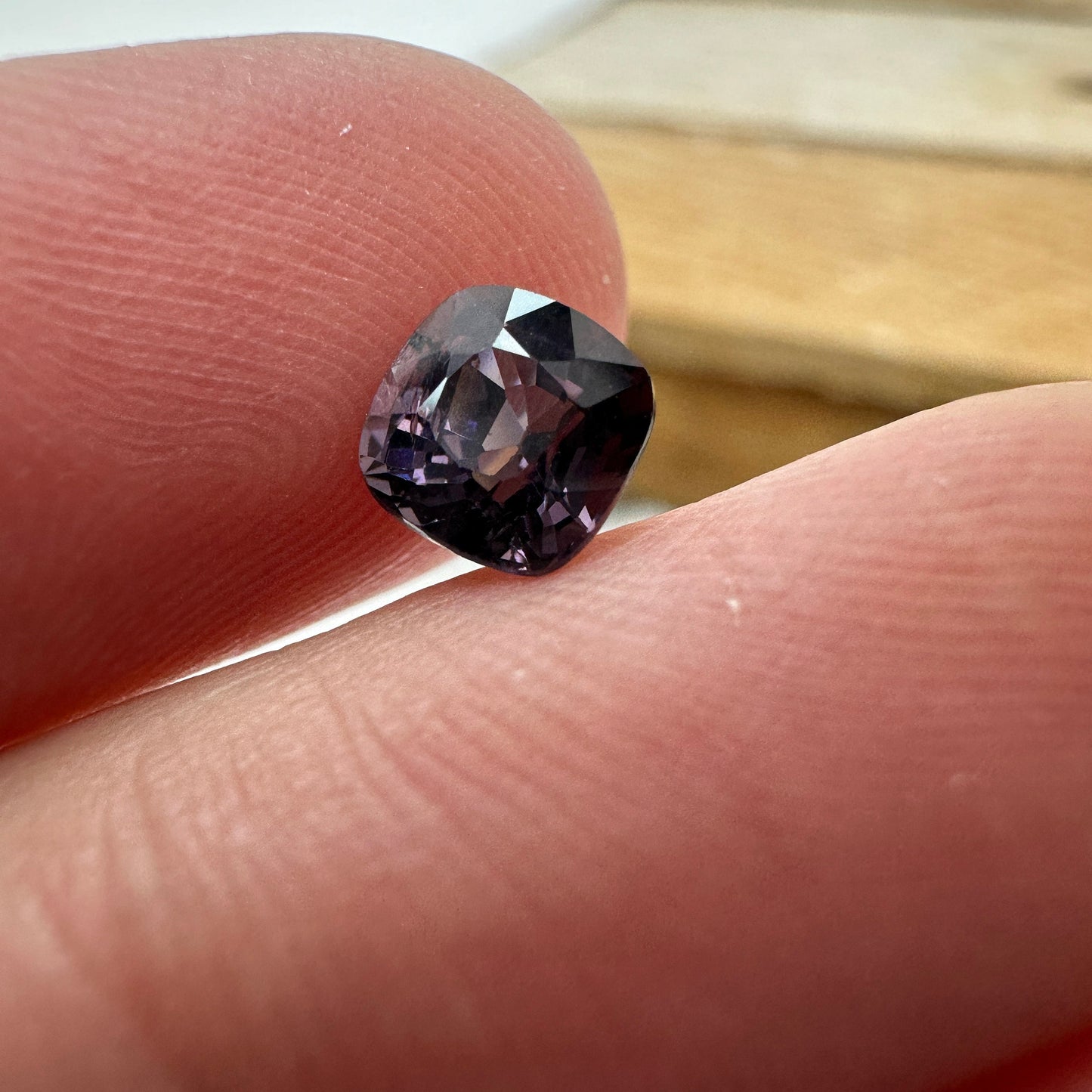 1.05 Ct Natural Purple Spinel 5.8x5.6mm Cushion Cut, Faceted Loose Gemstone, Dark Purple Stone, Flowing Gems