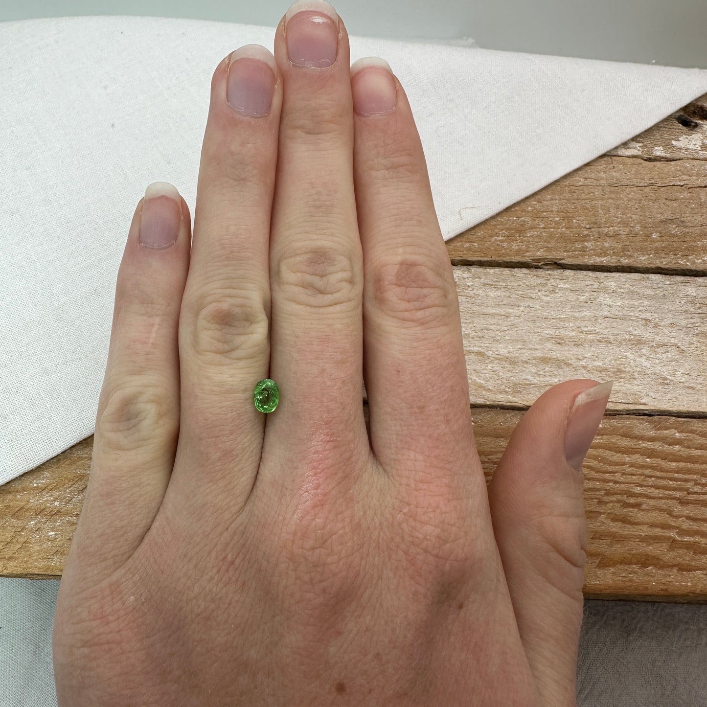 0.72 Carat Mint Green Tsavorite Garnet 5.7x4.3mm Oval Cut, Faceted Loose Gemstone