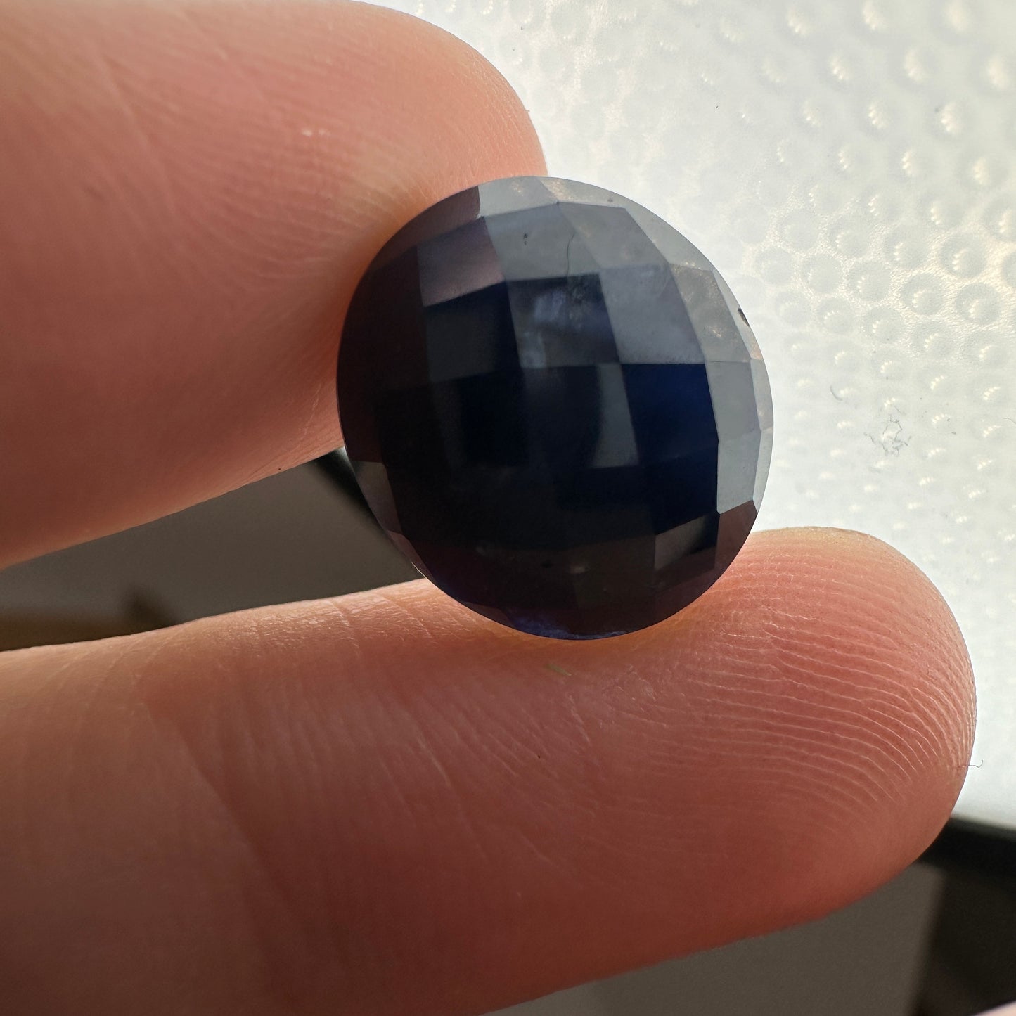 10.61 carat Natural Dark Blue Sapphire 15x13mm Checker Rose Cut, Oval Cut Gem Faceted Loose Large Dark Sapphire