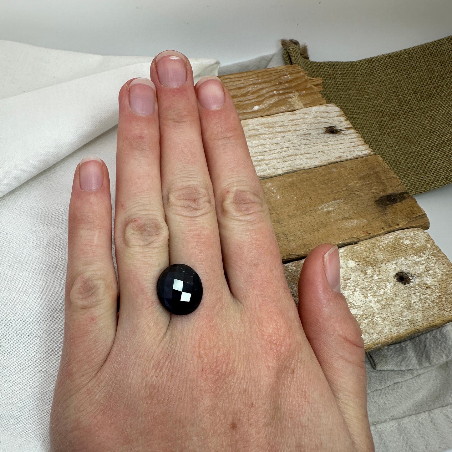 10.61 carat Natural Dark Blue Sapphire 15x13mm Checker Rose Cut, Oval Cut Gem Faceted Loose Large Dark Sapphire