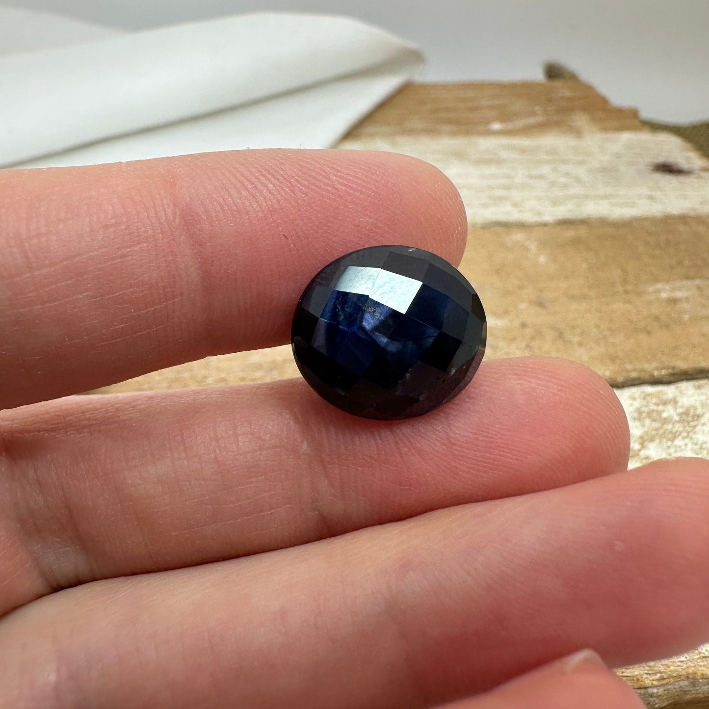 10.61 carat Natural Dark Blue Sapphire 15x13mm Checker Rose Cut, Oval Cut Gem Faceted Loose Large Dark Sapphire