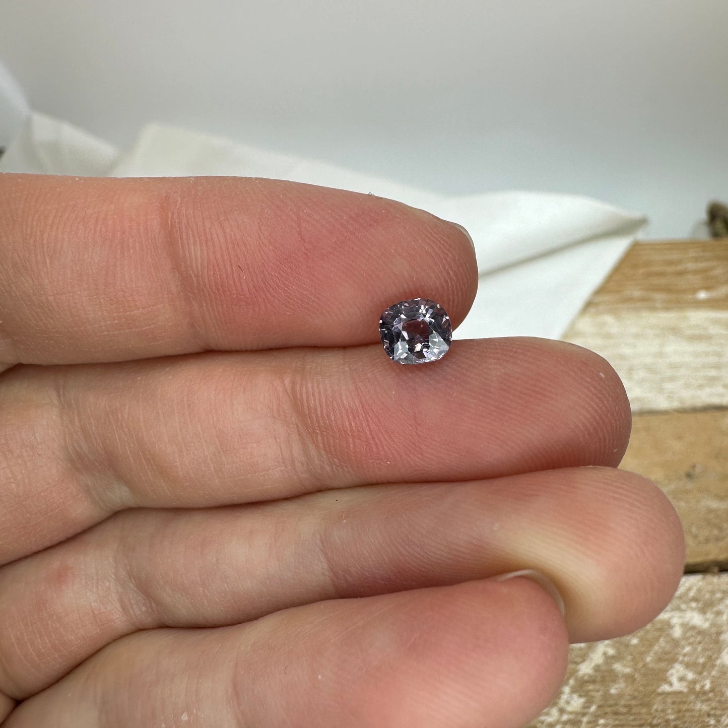 0.89 Ct Natural Purple Spinel 5.5x5mm Cushion Cut Faceted Loose Gemstone, Grayish Purple Stone