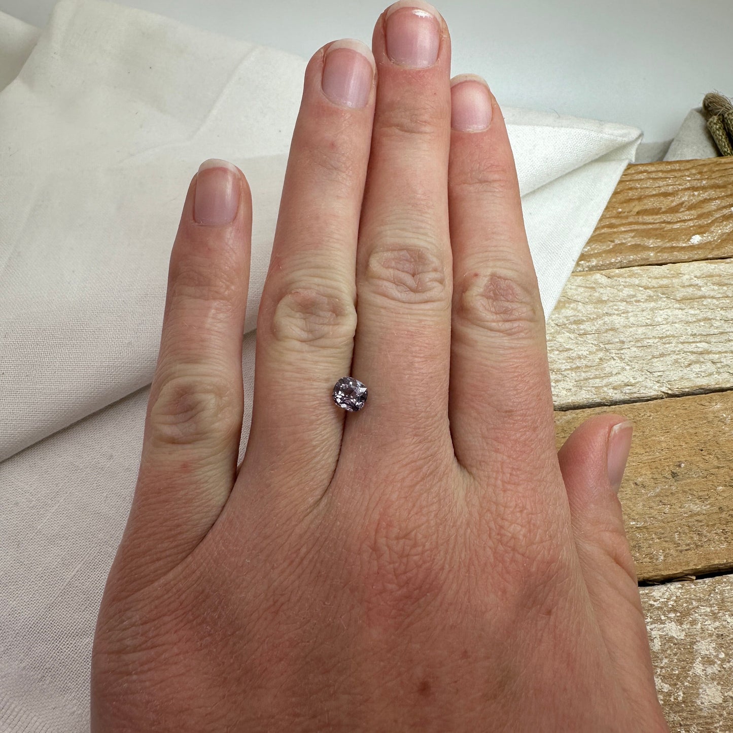 0.89 Ct Natural Purple Spinel 5.5x5mm Cushion Cut Faceted Loose Gemstone, Grayish Purple Stone