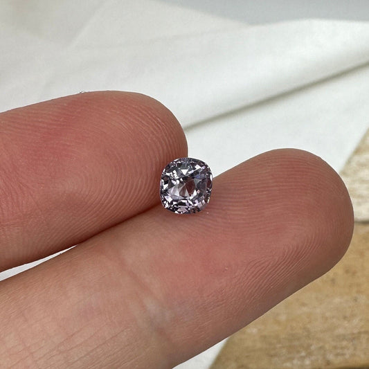 0.89 Ct Natural Purple Spinel 5.5x5mm Cushion Cut Faceted Loose Gemstone, Grayish Purple Stone