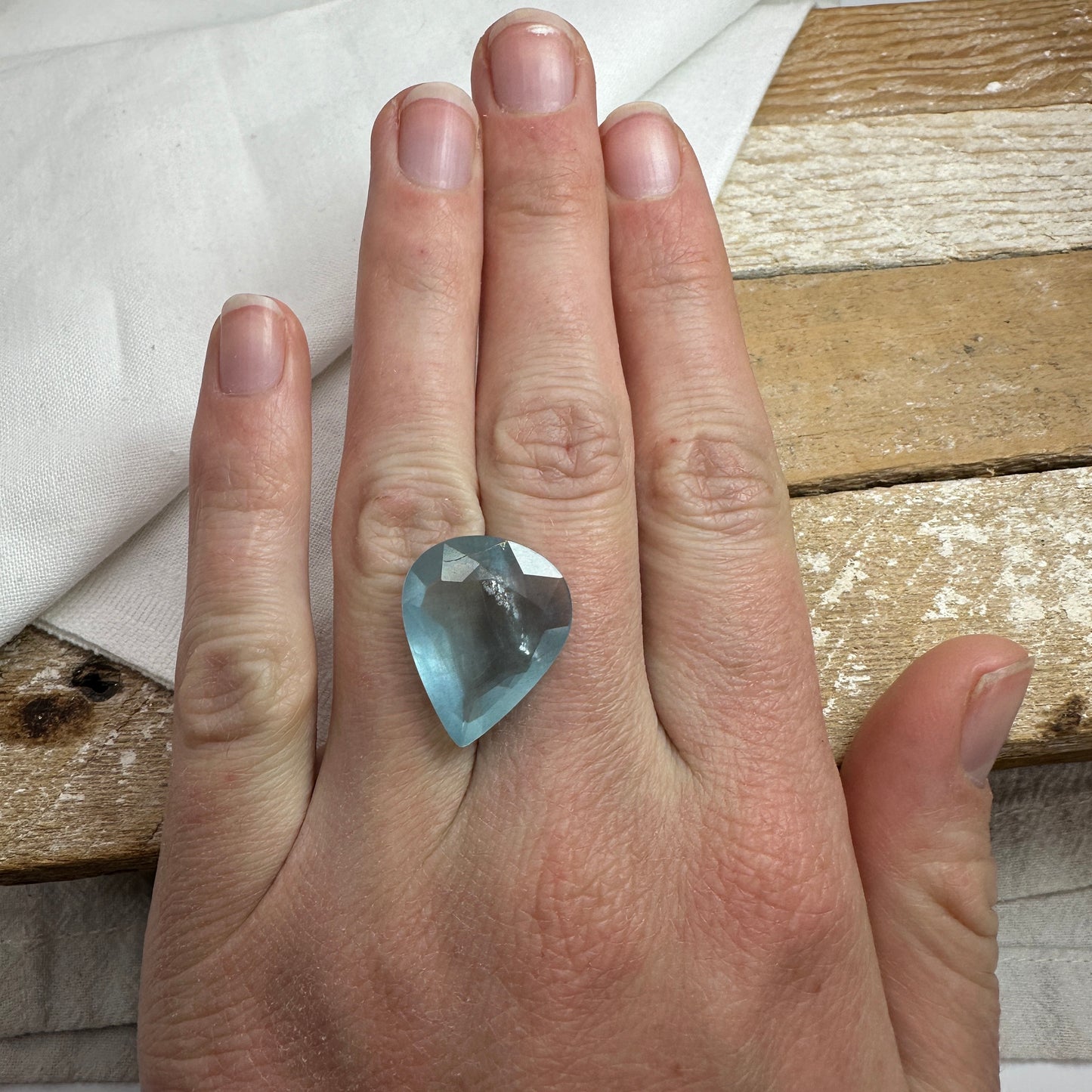 11.67 carat Aquamarine Approx. 21x17mm Fat Pear Cut, Natural Included, Blue Aquamarine, Faceted Loose Gem, Shallow cut Gem