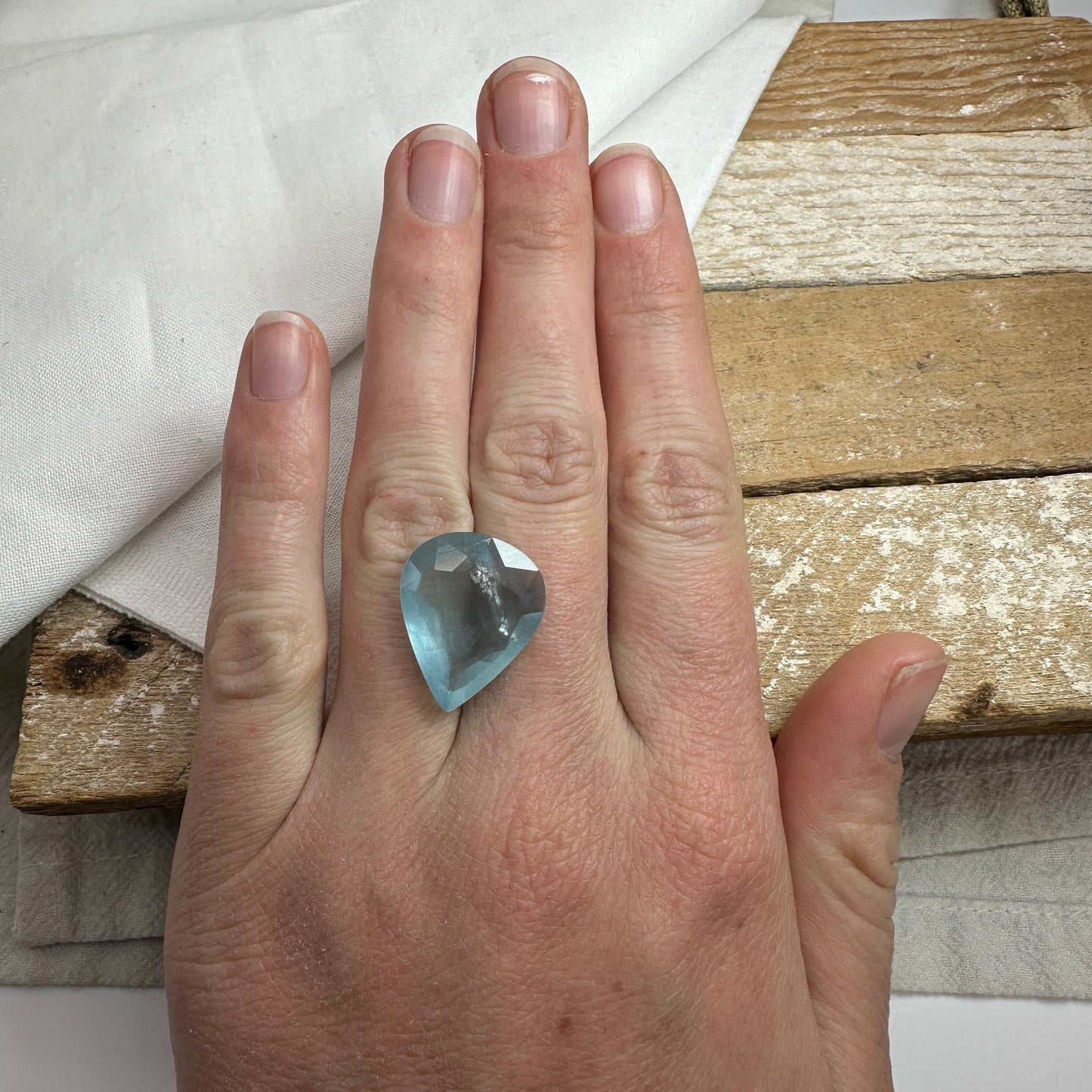 11.67 carat Aquamarine Approx. 21x17mm Fat Pear Cut, Natural Included, Blue Aquamarine, Faceted Loose Gem, Shallow cut Gem