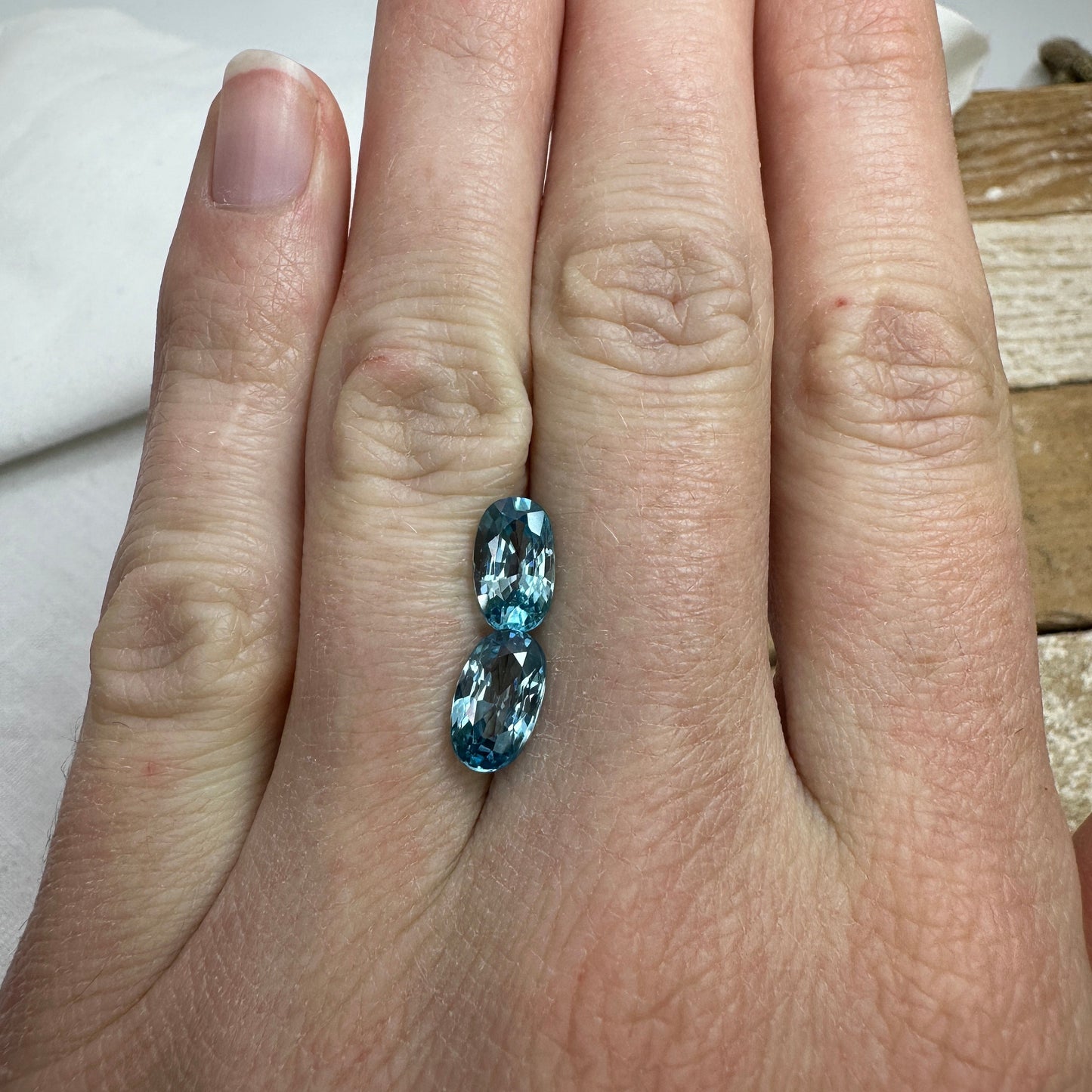 Pair of Blue Zircon 4.10 Total Carat Weight, 9x5.4mm Oval cut Gemstones, Natural Loose Greenish Blue Zircons December Birthstones
