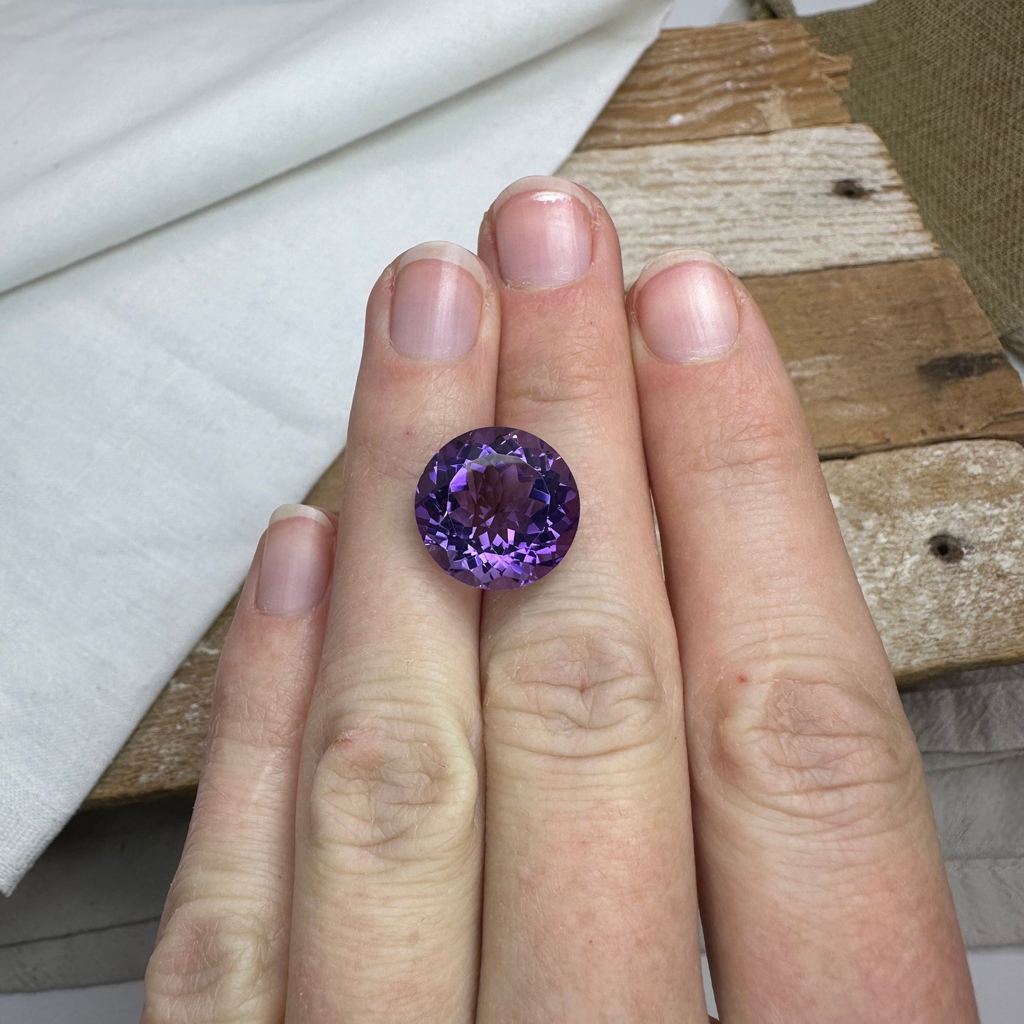 14mm Round Purple Amethyst, 10.40 Carat Loose Gemstone Faceted February Birthstone