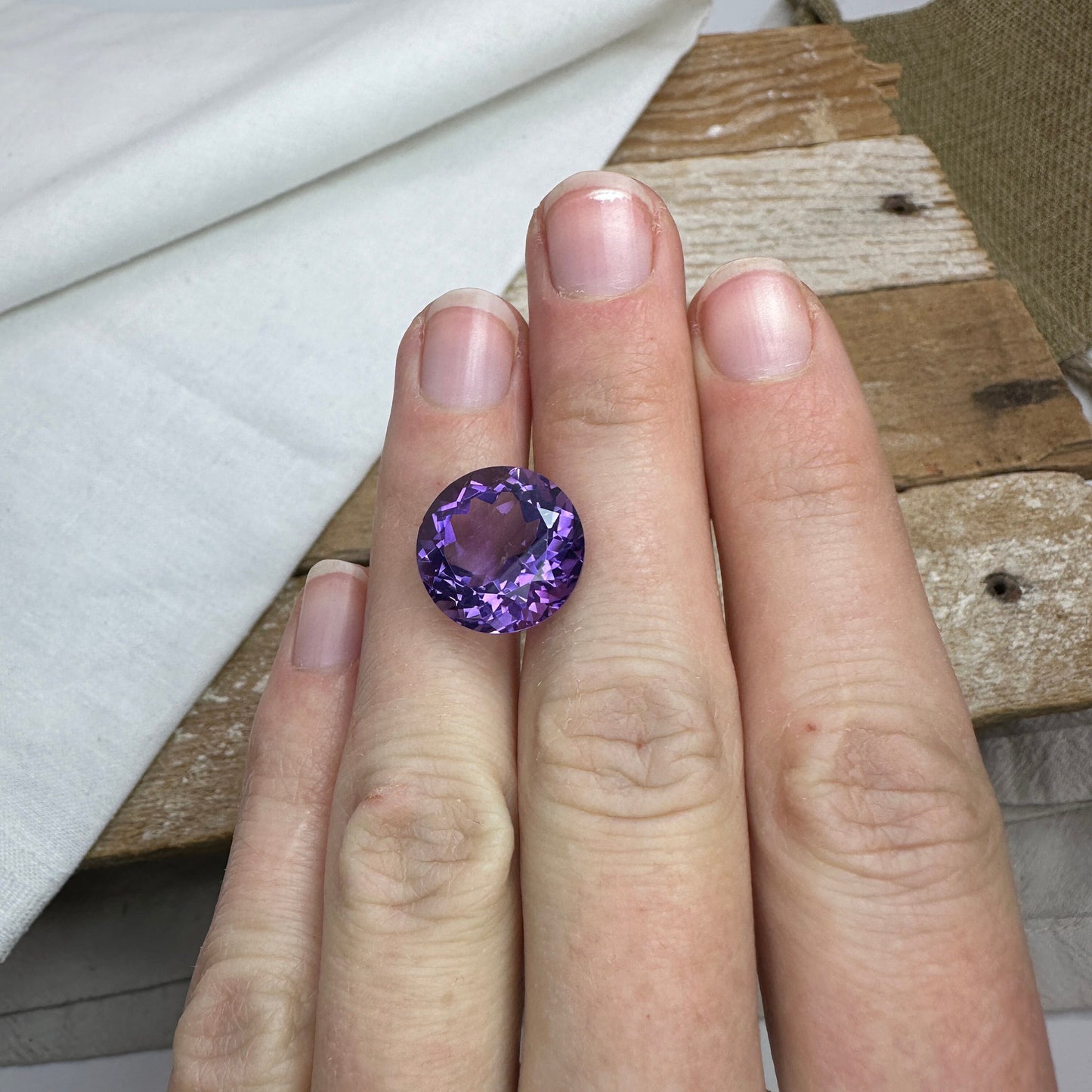 14mm Round Purple Amethyst, 10.40 Carat Loose Gemstone Faceted February Birthstone