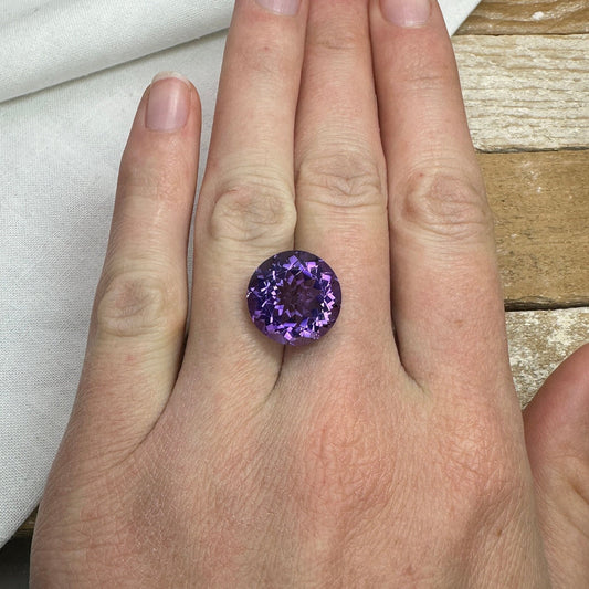 14mm Round Purple Amethyst, 10.40 Carat Loose Gemstone Faceted February Birthstone