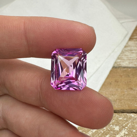 14x12mm Lab Pink Sapphire, 11.25 Ct, Mixed Radiant Cut Loose Faceted Man Made Corundum, Pink Gem