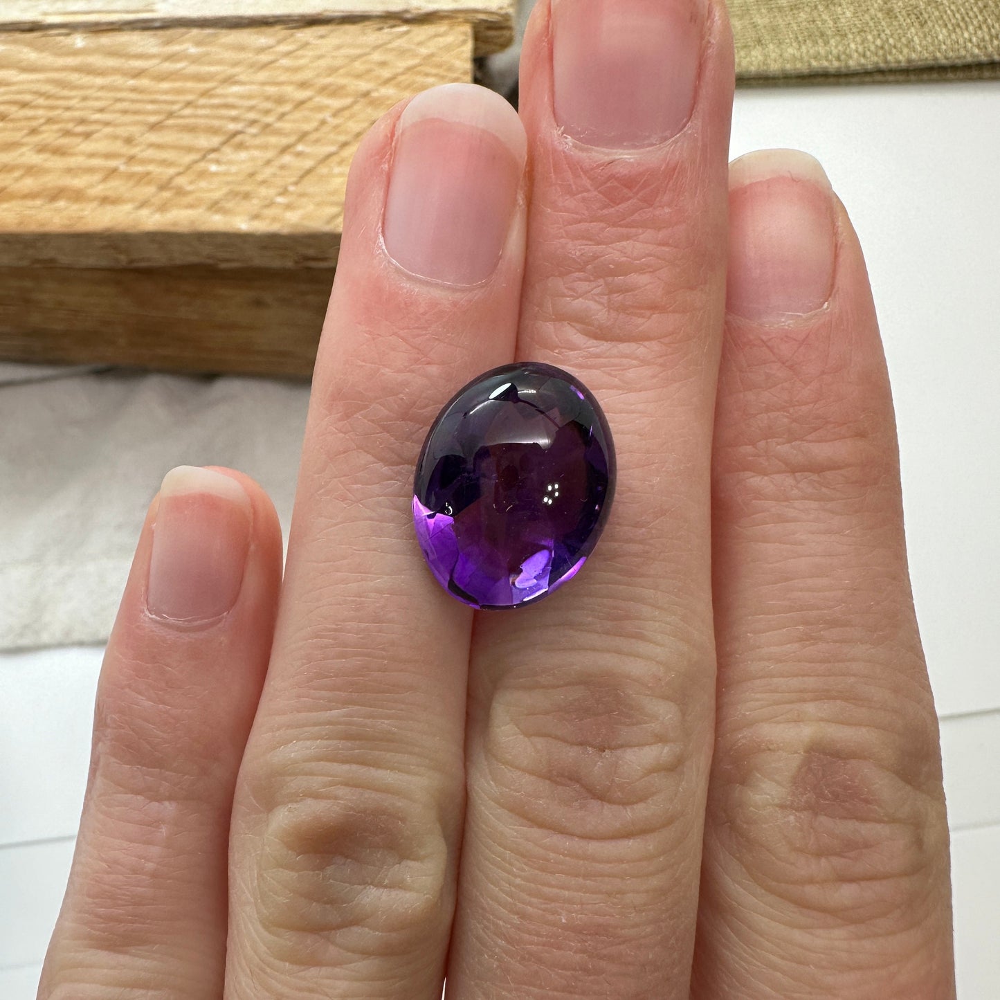 10.31 Carat Natural Amethyst 16.5x13mm Oval, Loose Purple Gem, Recycled Gemstone, Cabochon top Faceted back, February Birthstone