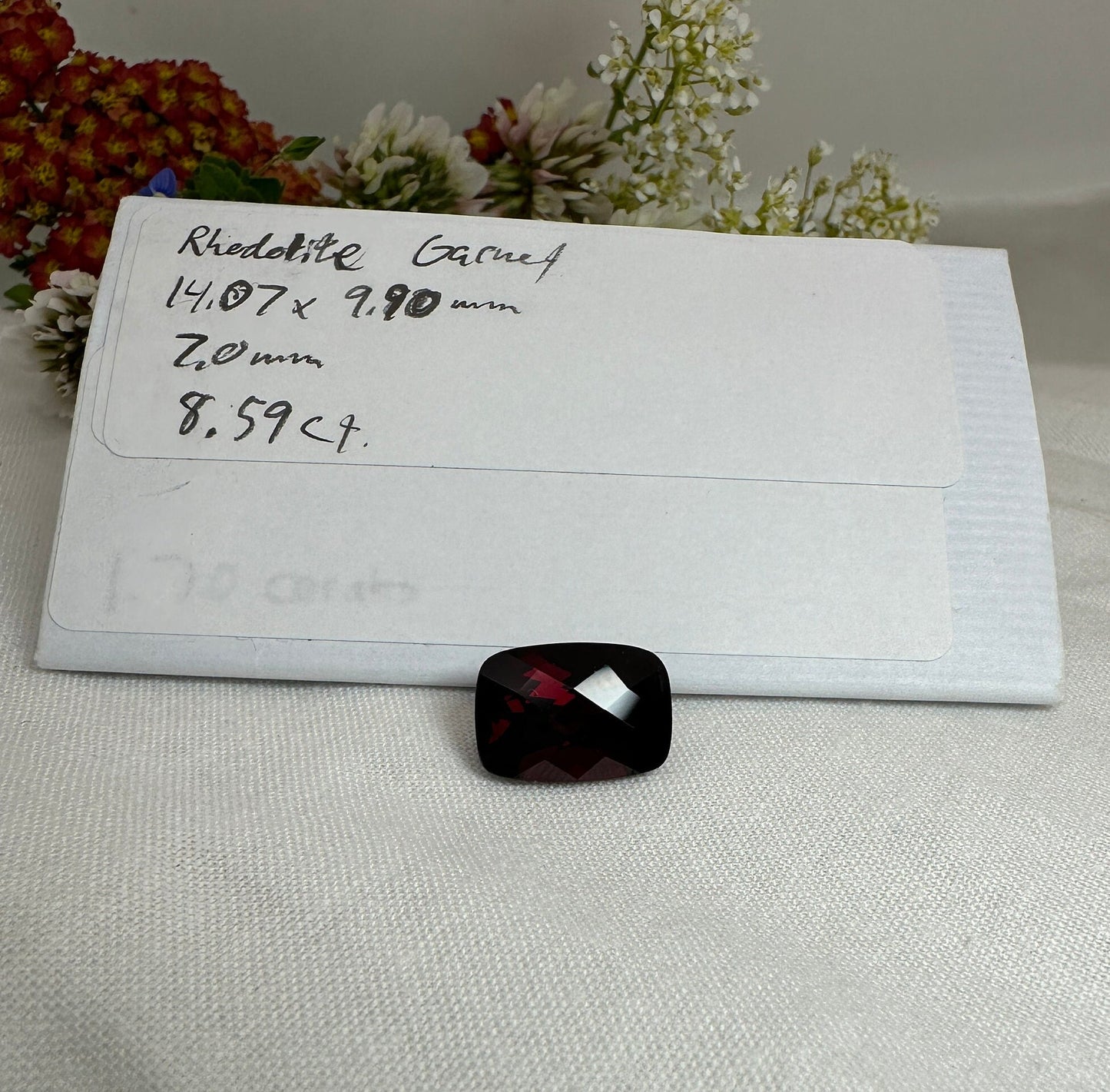14x10mm Rhodolite Garnet 8 Carat Rectangle Cushion Cut, Purplish Red Garnet