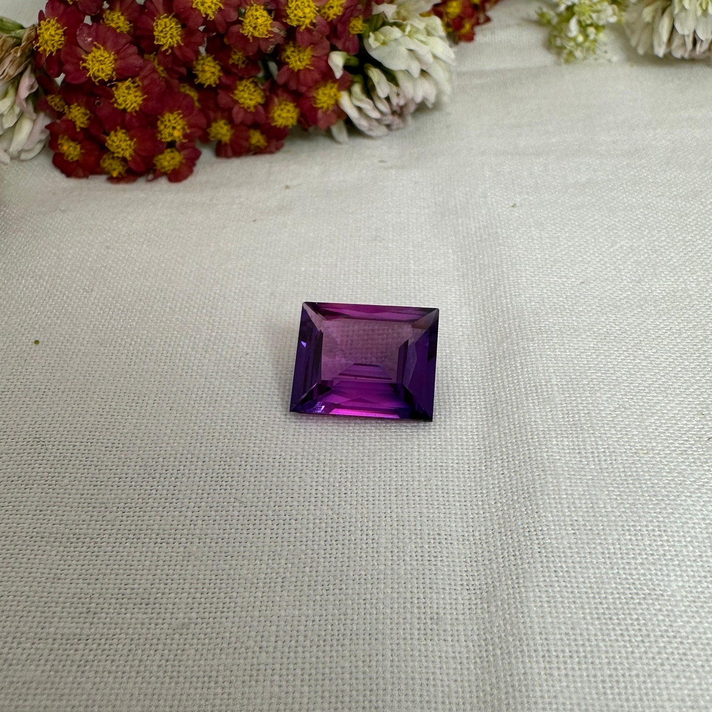 12x10mm Purple Lab Sapphire 6 Carat Rectangle Cut, Faceted Loose Gemstone