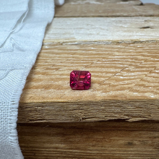 0.69 Carat Red Beryl 5.5x5mm Emerald Cut, Natural Utah Red Beryl, Bixbite