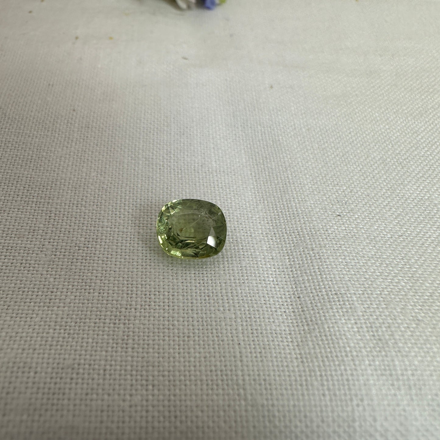 1.6 Carat Green Sapphire 7.35x6.4mm Cushion Cut, Unheated Faceted Loose Natural Sapphire, Madagascar