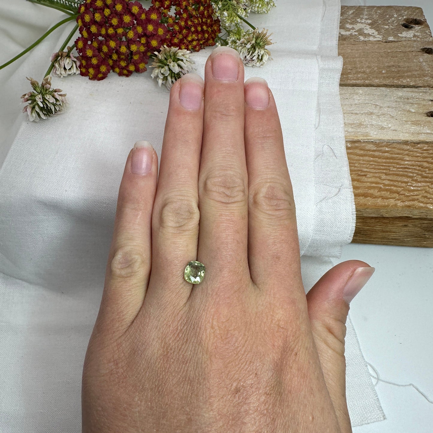 1.6 Carat Green Sapphire 7.35x6.4mm Cushion Cut, Unheated Faceted Loose Natural Sapphire, Madagascar