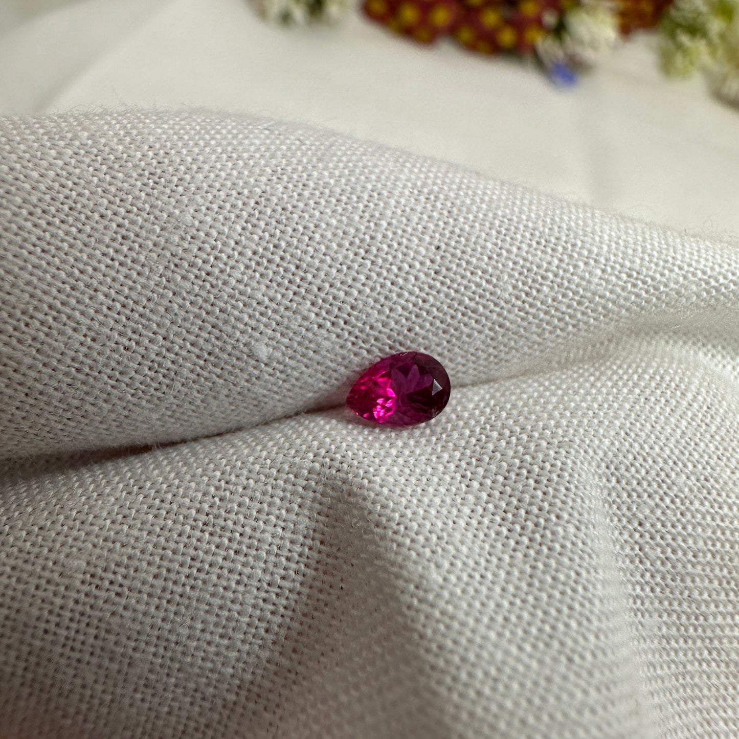 0.25 Carat Red Beryl 5.1x3.55mm Pear Cut, Natural Utah Red Beryl, Faceted Bixbite, Rare Gemstone