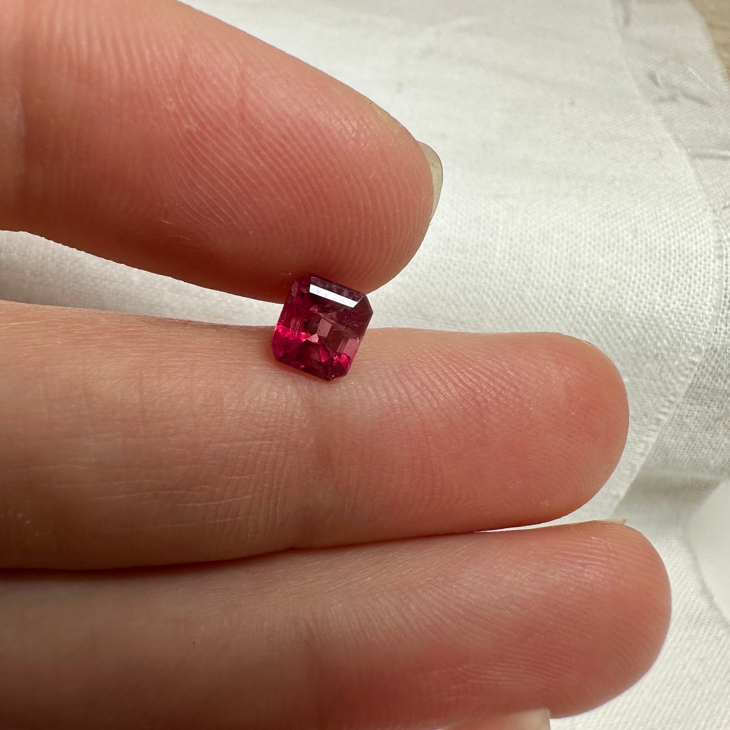 0.69 Carat Red Beryl 5.5x5mm Emerald Cut, Natural Utah Red Beryl, Bixbite