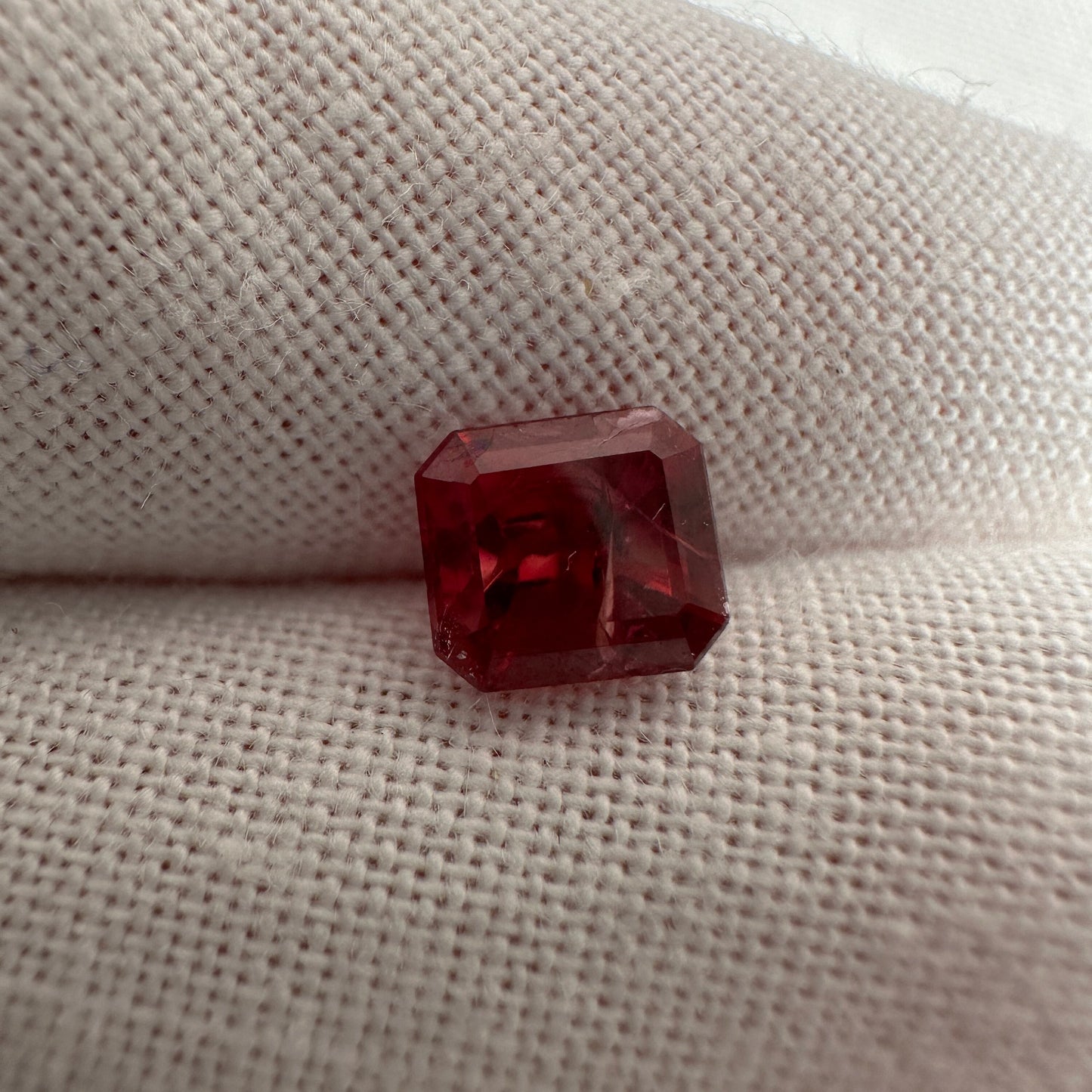 0.69 Carat Red Beryl 5.5x5mm Emerald Cut, Natural Utah Red Beryl, Bixbite