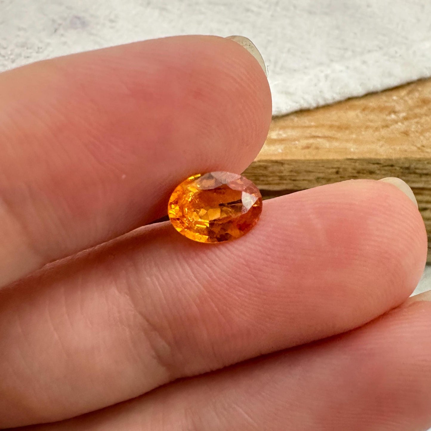 1.33 Carat Spessartite Garnet 7.9x5.85mm Oval Cut, Faceted Loose Orange Garnet