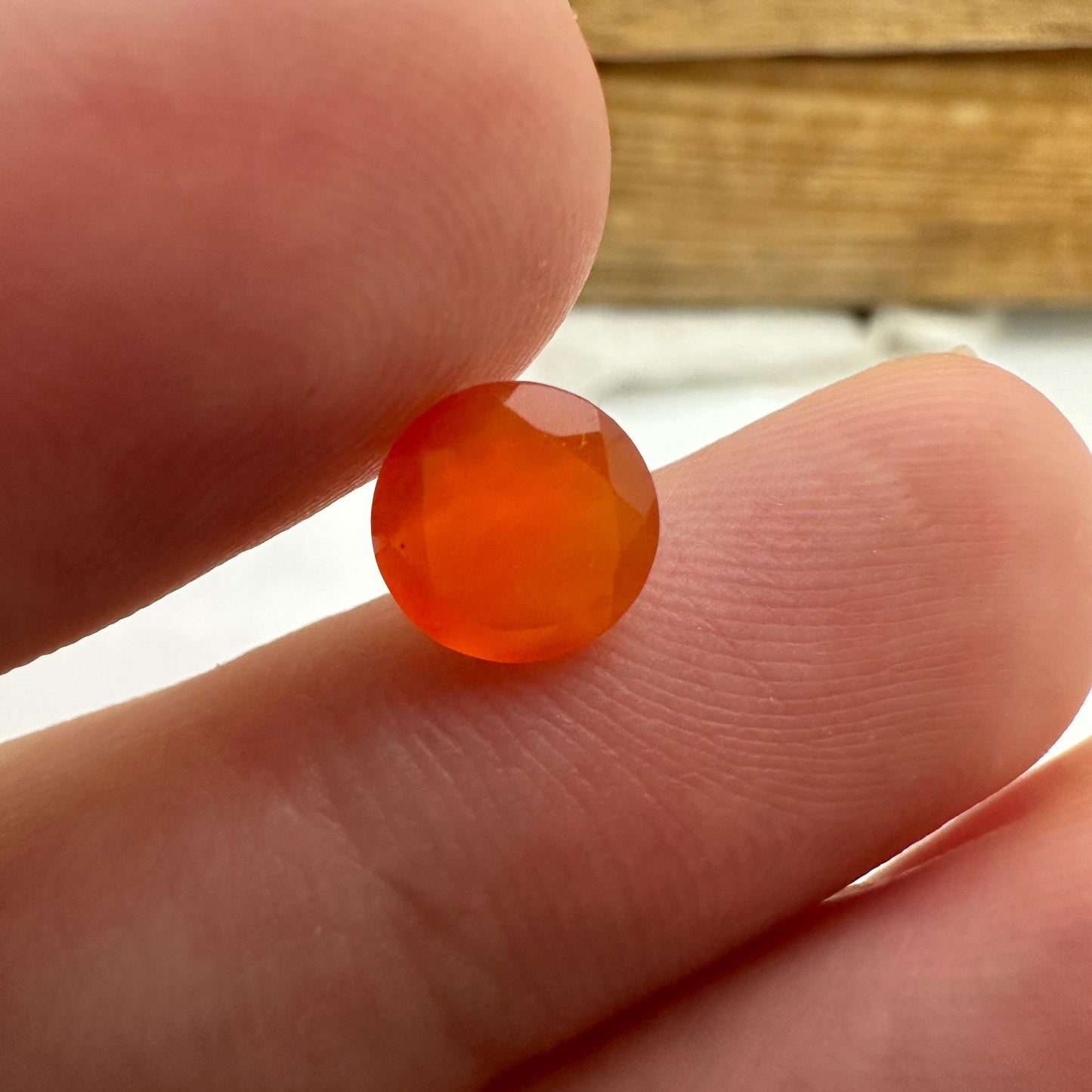 1 Carat Orange Fire Opal 7mm Round Cut, Faceted Loose Opal
