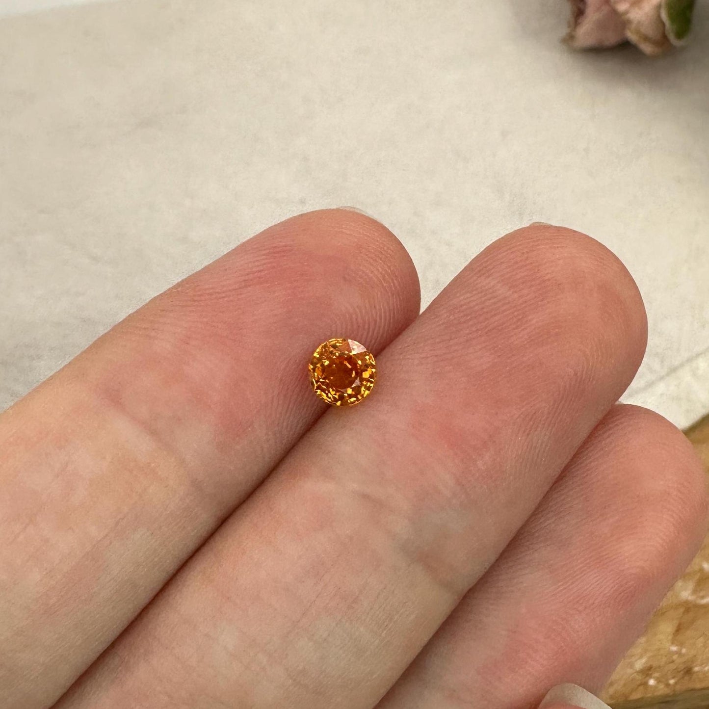0.65 Carat Spessartite Garnet 4.5mm Round Cut, Faceted Loose Orange Garnet