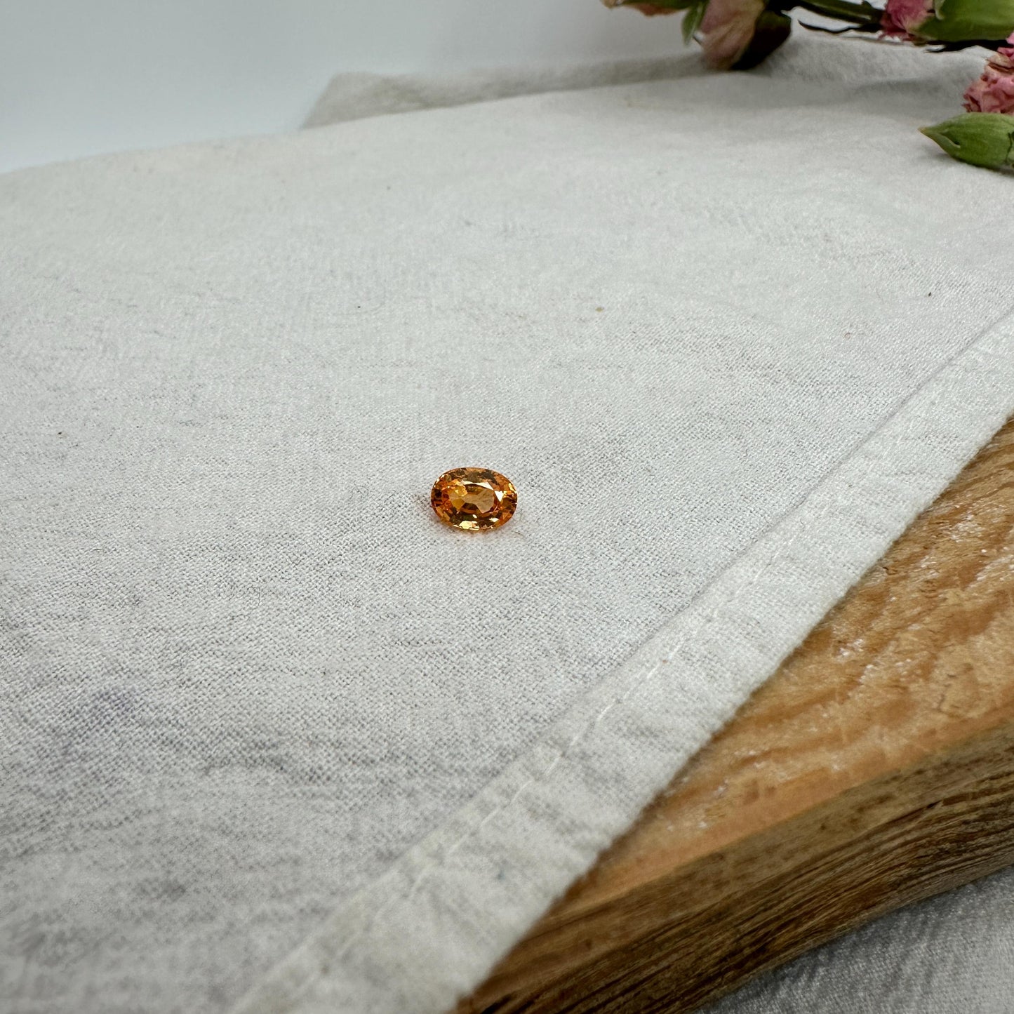 1.27 Carat Spessartite Garnet 7x5mm Oval Cut, Faceted Loose Orange Garnet