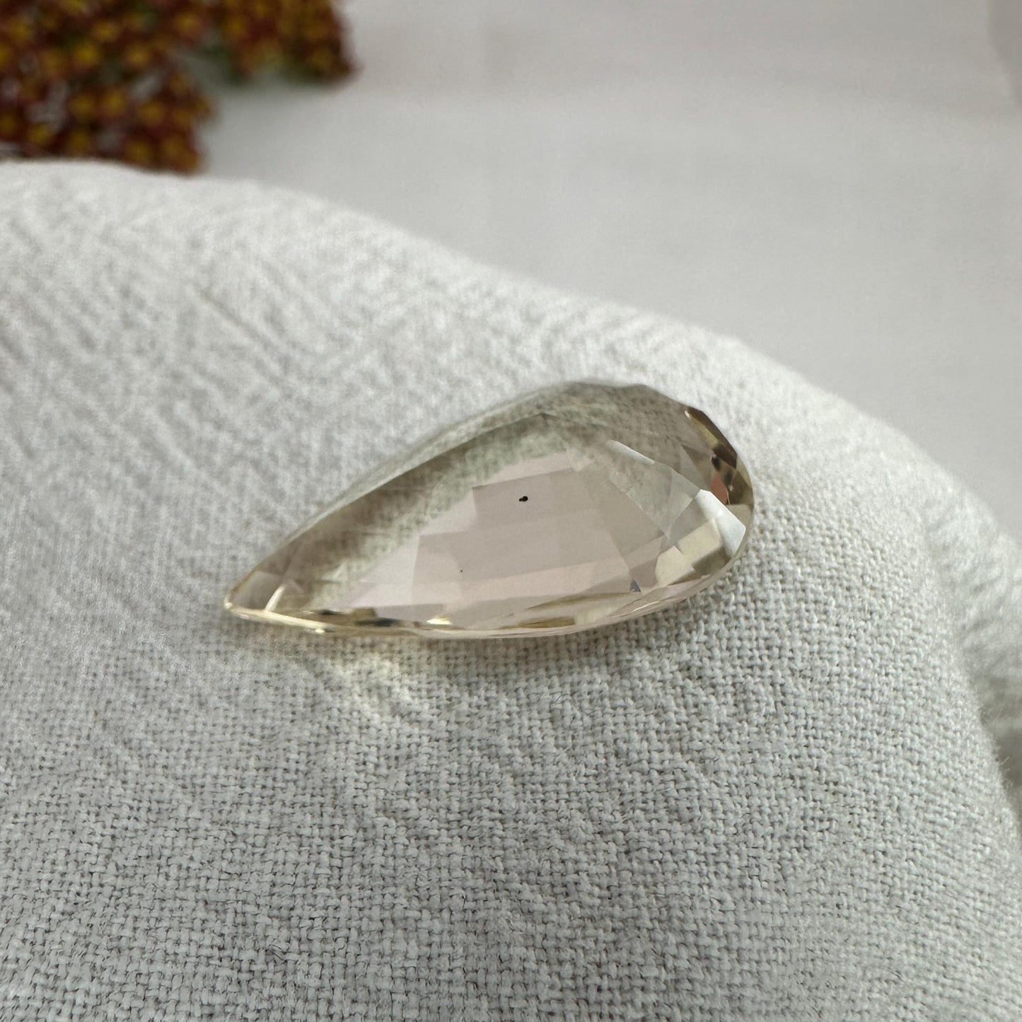 Yellow Scapolite, 21.7x13.8mm Pear cut, 9.77 carat, Faceted Loose Natural Gem