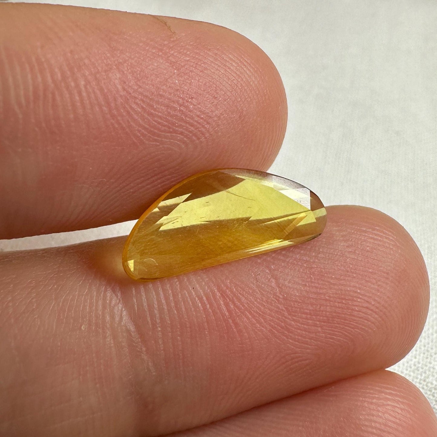 1.63 Carat Natural Yellow Sapphire, 16x6.7mm Rose Cut, BE Yellow Sapphire, Freeform, Beryllium Treated Sapphire