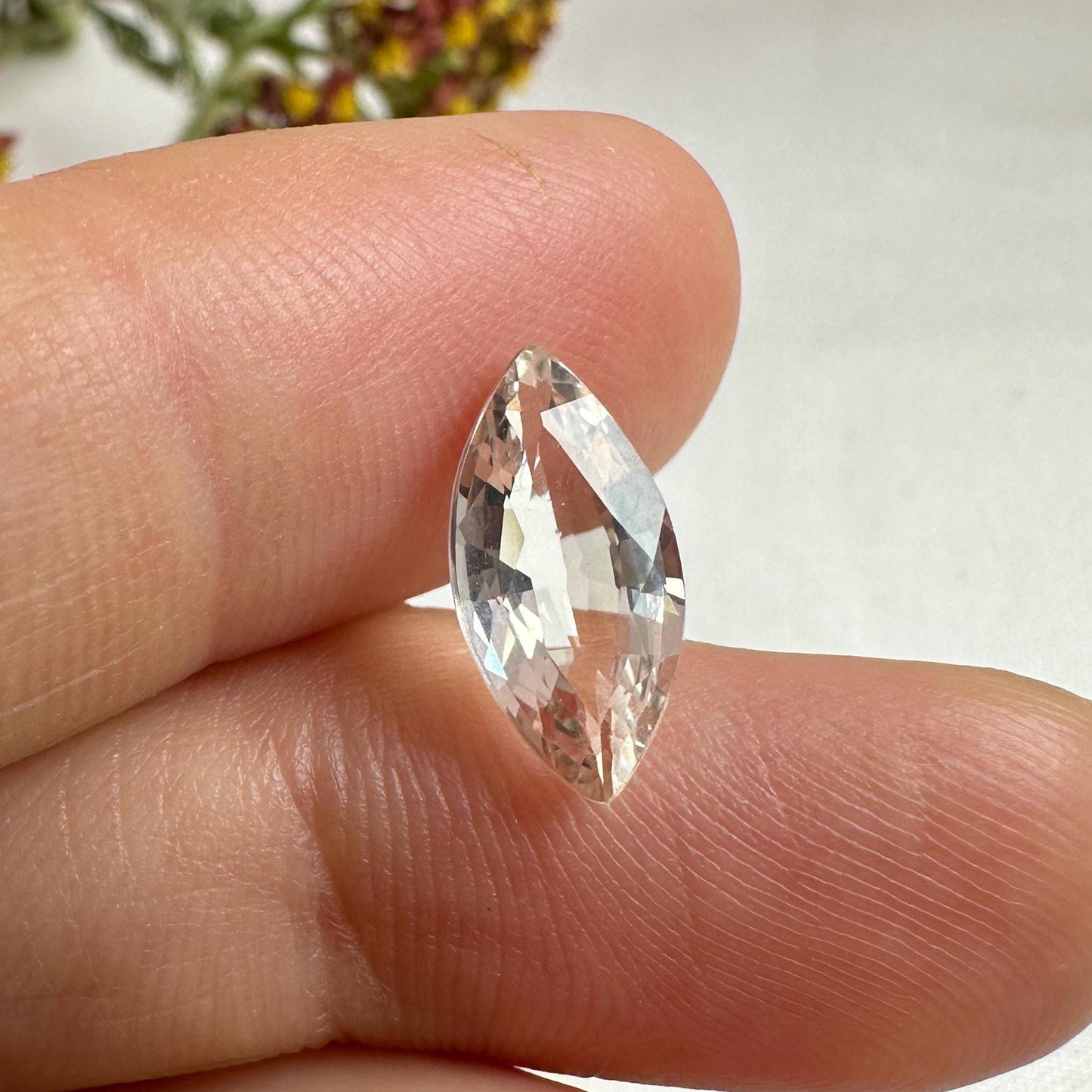 1.77 carat Marquise Morganite 12.8x6.3mm Peach Faceted Loose Morganite, Blush Gemstone