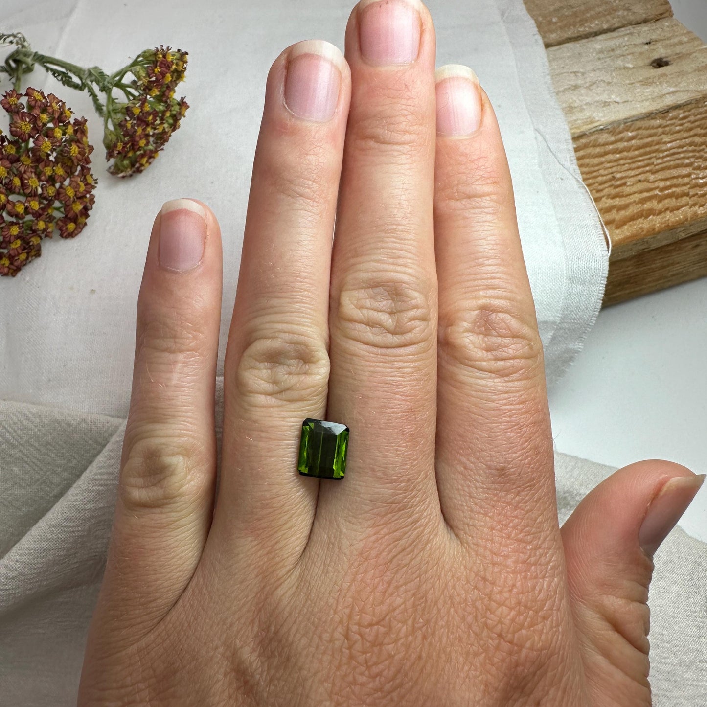 1.91 carat Natural Green Tourmaline, 8.3x7mm Rectangle Octagon Cut Faceted Loose Gemstone