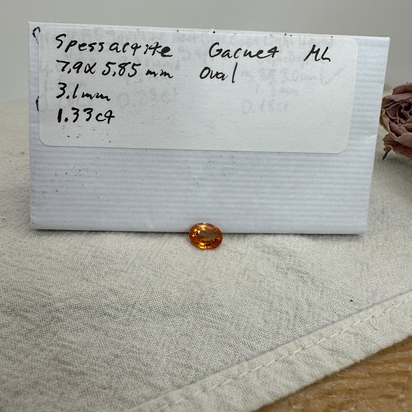 1.33 Carat Spessartite Garnet 7.9x5.85mm Oval Cut, Faceted Loose Orange Garnet