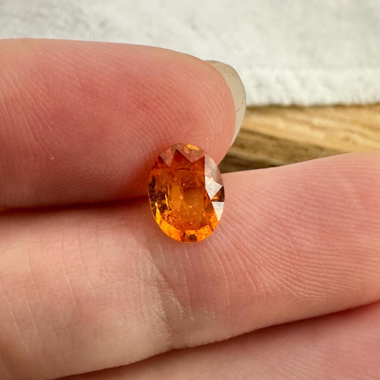 1.33 Carat Spessartite Garnet 7.9x5.85mm Oval Cut, Faceted Loose Orange Garnet