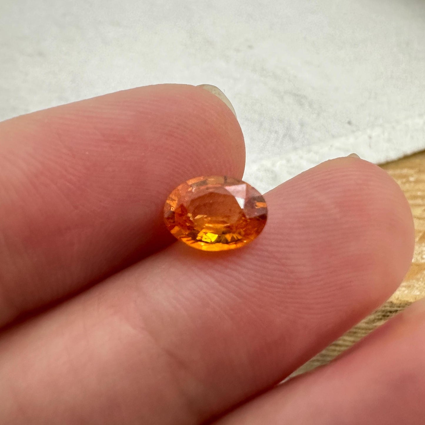 1.33 Carat Spessartite Garnet 7.9x5.85mm Oval Cut, Faceted Loose Orange Garnet