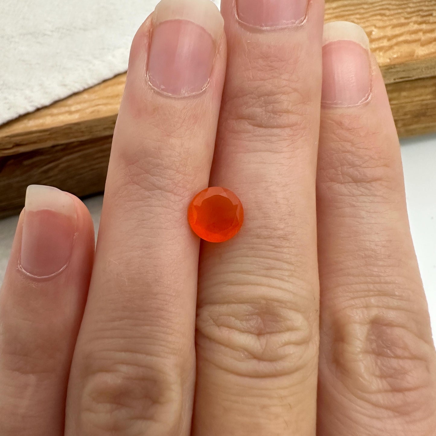 1 Carat Orange Fire Opal 7mm Round Cut, Faceted Loose Opal