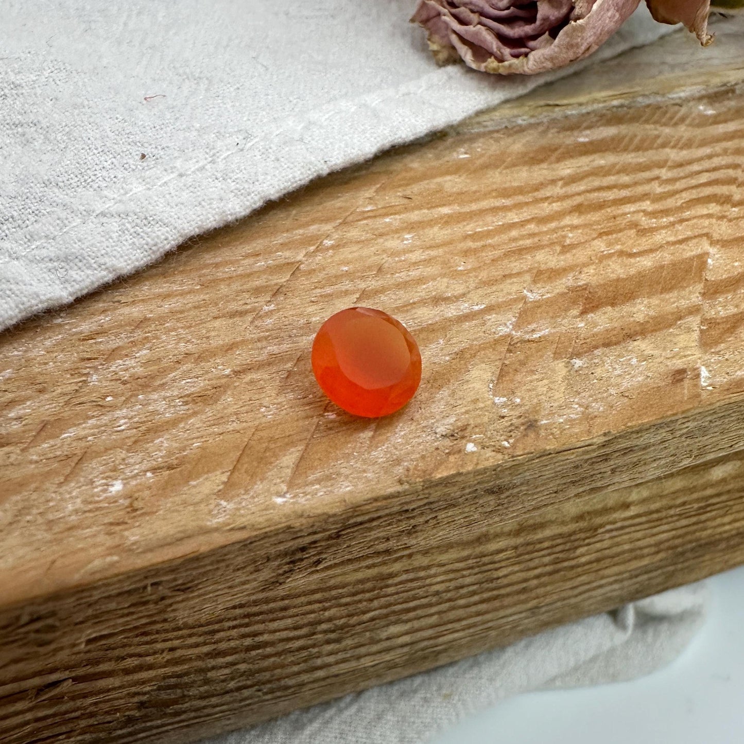 1 Carat Orange Fire Opal 7mm Round Cut, Faceted Loose Opal