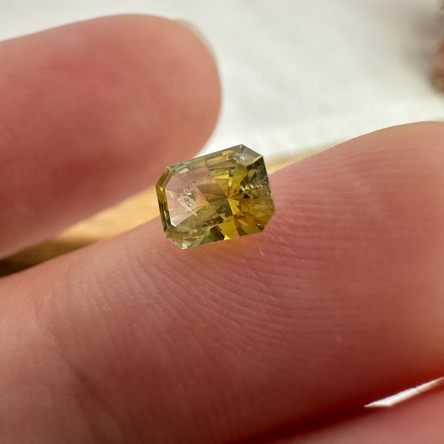0.67 Carat Golden Yellow Montana Sapphire 5.7x4.3mm Radiant Cut, Faceted Loose Gemstone