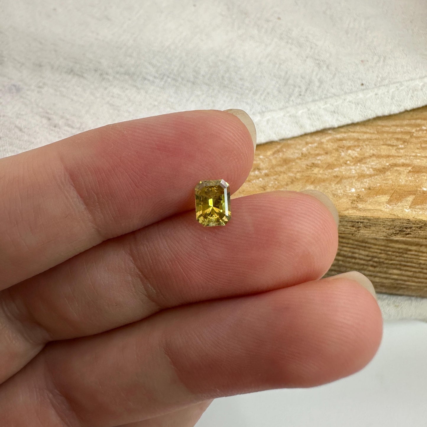 0.67 Carat Golden Yellow Montana Sapphire 5.7x4.3mm Radiant Cut, Faceted Loose Gemstone