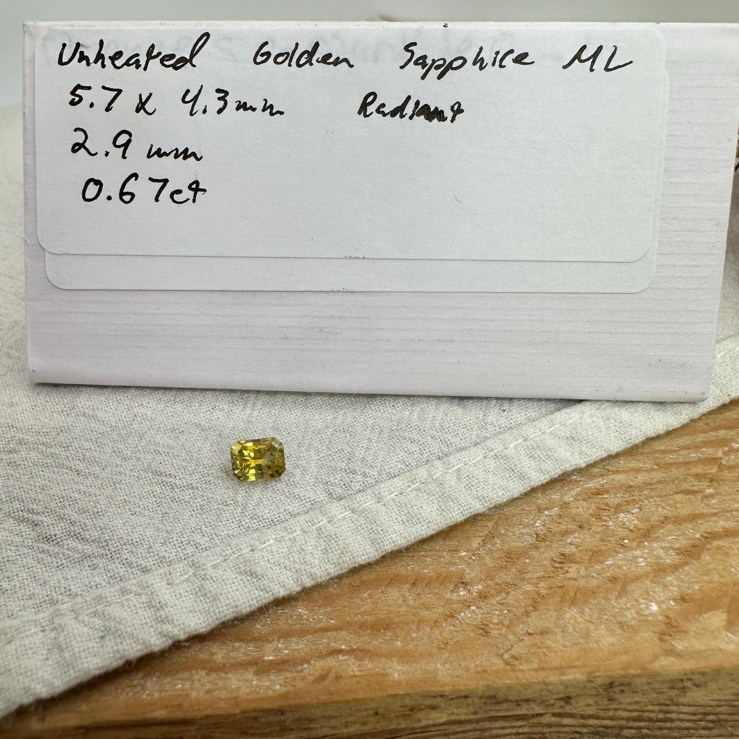 0.67 Carat Golden Yellow Montana Sapphire 5.7x4.3mm Radiant Cut, Faceted Loose Gemstone