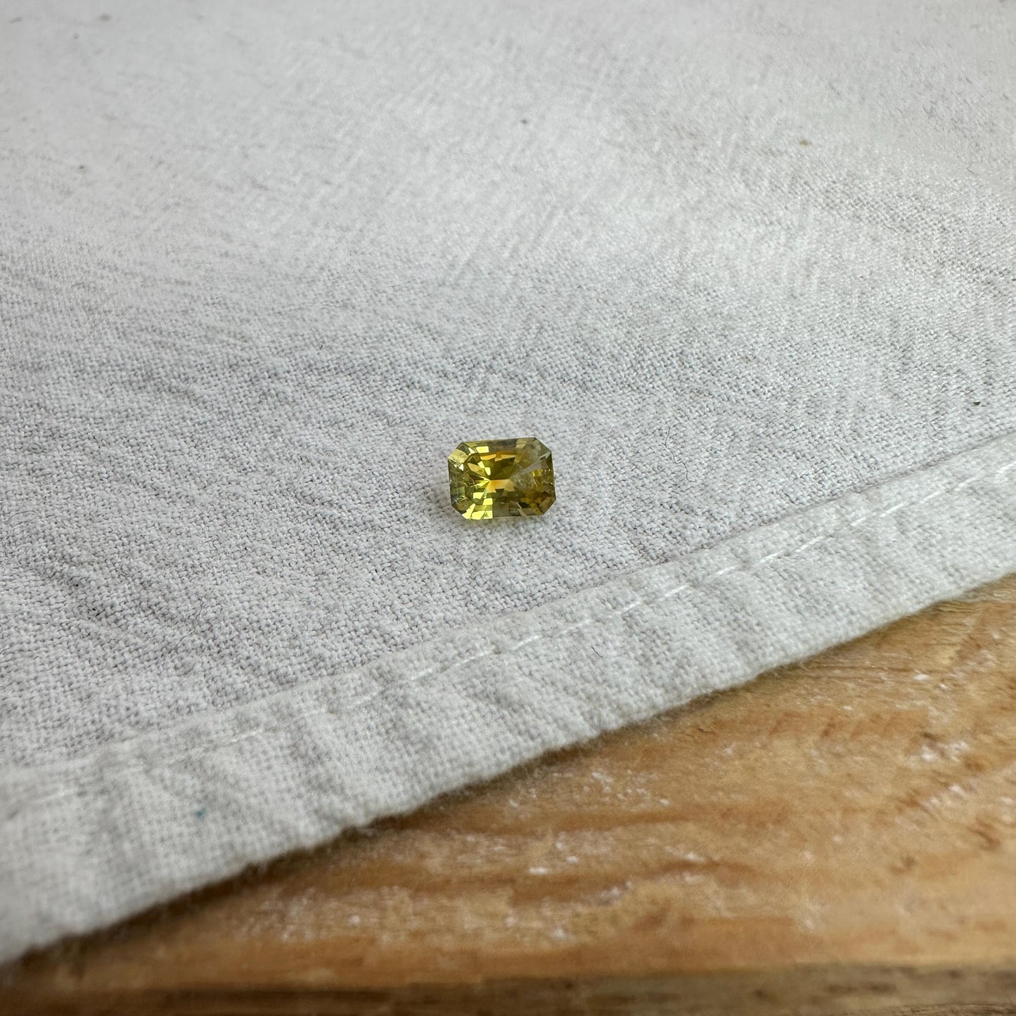 0.67 Carat Golden Yellow Montana Sapphire 5.7x4.3mm Radiant Cut, Faceted Loose Gemstone